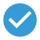 Verification symbol in blue circle