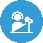 Audio recording symbol in blue circle